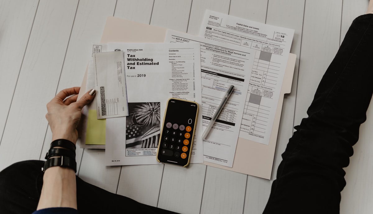 Desk with invoices and paperwork