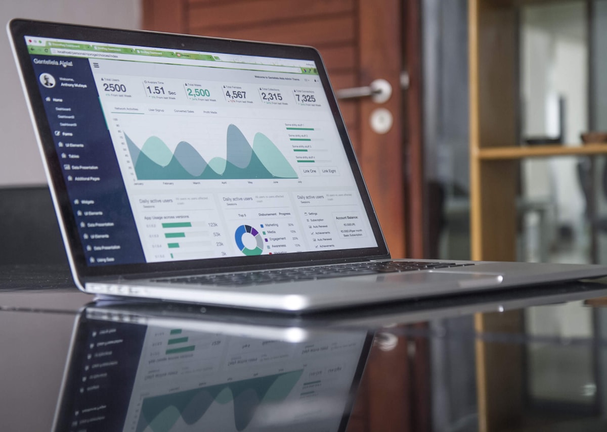 Laptop showing analytics charts