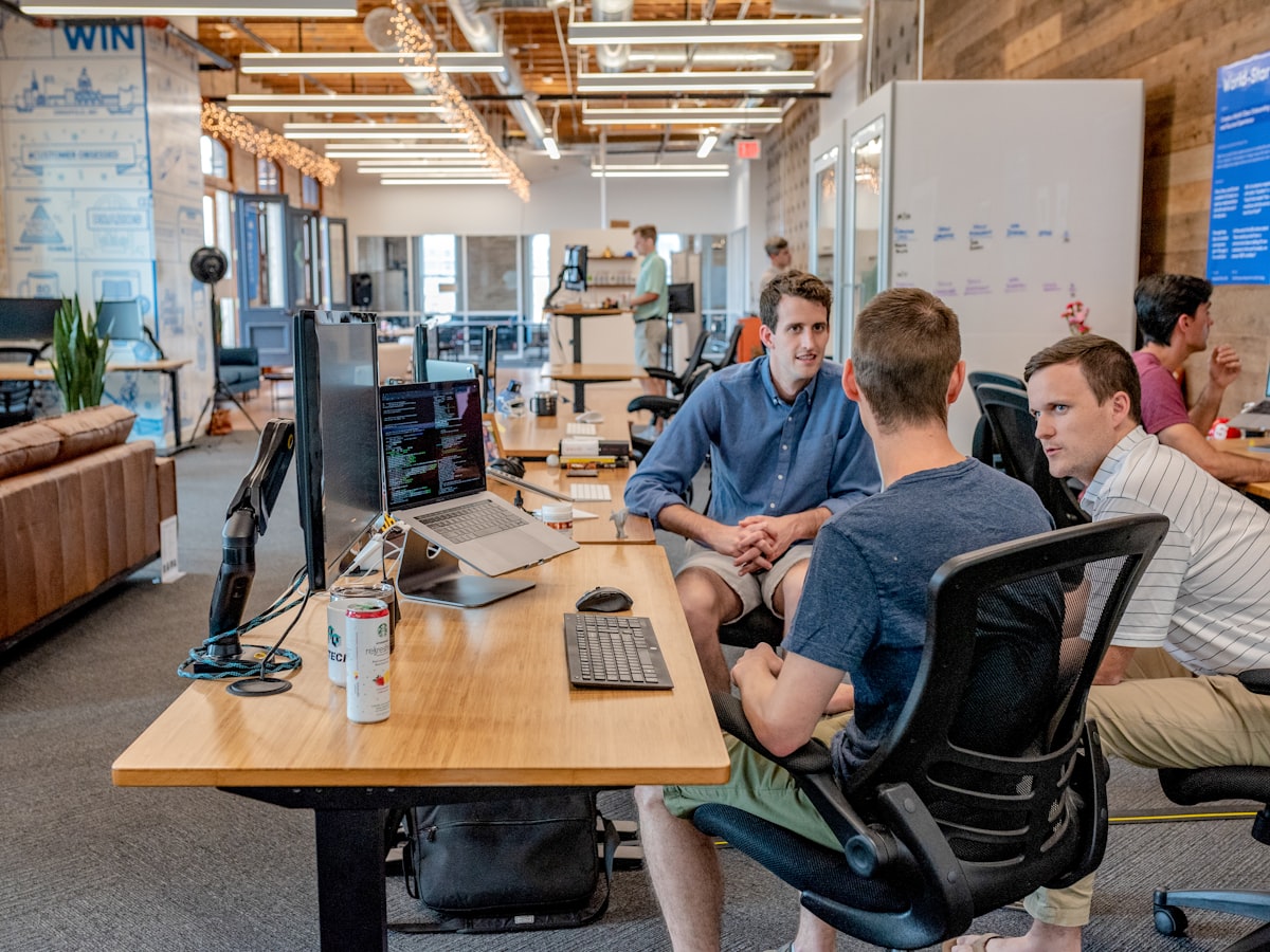 Team collaborating on sales work